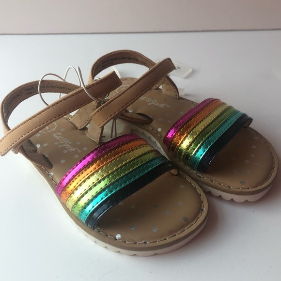 NWT Cat & Jack Toddler Girl Rainbow Sandals Sz 7 - Picture 4 of 8